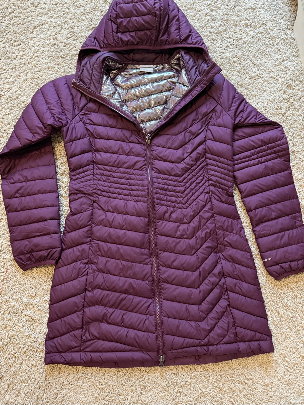 Columbia Women's Hooded Long Puffer Jacket — Plum
